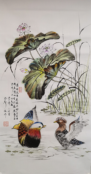 佘声俊作品3《叶绿花香莲爱清 妙音佳语传真情 心有所属应奋力 正果修得自天成》